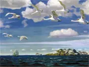 Sea Ship Geese A. Rylov Accent Tile Mural Kitchen Bathroom Backsplash Ceramic