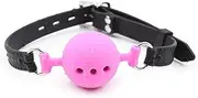 Breathable Hollow Silicone Ball Gag Open Mouth Gag Fetish Bondage Restraint Toy (M(45mm),pink)