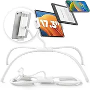 for iPad Stand Holder Adjustable Tablet Stand for Desk, Portable Monitor Stand Tablet Holder for Bed Fit for Phones, Tablets, Portable Monitor, Switch and More 4.7"-17.3" Devices(White)