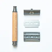 Chinchilla® Beech Wood Safety Razor with Replacement Handle and Jute Bag, Sustainable Wet Razor for Men and Women, Zero Waste & Plastic-Free