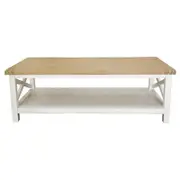 Shellwood 120cm Timber Coffee Table - Light Oak/White