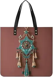 [Dwrepo] Leather Handbag Mid Century Modern Retro with Drop Shapes Tote Bags Reusable Shoulder Purse Shoulder Bag Shopping Bag for Women Men, White, 15.4 x 15.4 inches