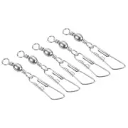 Fishing Barrel Swivel with Safety Snap, 50Pcs 26lb Carbon Steel, Silver