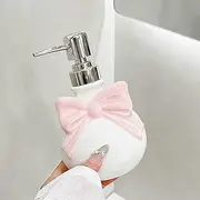 Cute Soap Dispenser Bathroom, Shower Hand Soap Dispenser, Bow Ceramic Soap Dispenser Liquid Lotion/Shampoo Pump Bottle，Dish Soap Dispenser for Kitchen