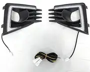 2Pcs Car LED Daytime Running Light Fog Light Cover DRL Dynamic Yellow Turn Signal Lamp for Mitsubishi Mirage 2020