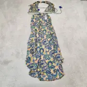 Tie Halter Top Dress India Boutique Open Back V Neck Paisley Medium New
