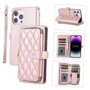 Wallet Case for 6.7 inch with Zipper Card Holder & iPhone 14 Pro Max Rose Gold