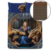 Anne Stokes Dragon Princes Double Bedding Set Reversible Duvet Cover Fantasy