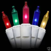 1 STRING - Christmas mini lights - 20 multicolor bulbs - white wire
