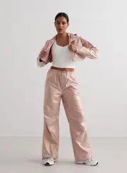[aim'n] Rose Metallic Plain Parachute Pants