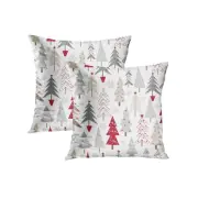 Throw Pillow Covers 18x18 Inch Set of 2, Red Grey Christmas Trees Square