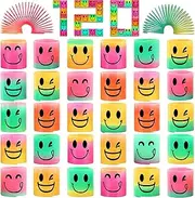 AZEN 120 Pcs Mini Slinky Party Favors for Kids 3-5 4-8, Goodie Bags Stuffers Birthday Party, Classroom Prizes Fidget Toys, Small Bulk Toys Gifts (4 Smile) Multicolored