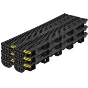 VEVOR Trench Drain System, Channel Drain with Plastic Grate, 5.8x3.1-Inch HDPE D
