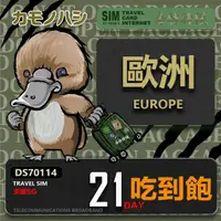 在飛比找momo購物網優惠-【鴨嘴獸 旅遊網卡】Travel Sim 歐洲21天吃到飽(