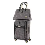 Samantha Brown Vintage 2 Piece Tweed Luggage Set Black NEW NWT Travel