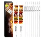 8-pack 17" Flat Grill, BBQ stainless steel Shish Kebab Skewers with push bar