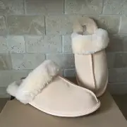 UGG SCUFFETTE II PEACH FUZZ SUEDE SHEEPSKIN CUFF SLIPPERS SIZE US 12 WOMEN