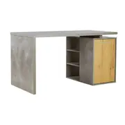 Design Square Wooden Office Study Writing Computer Desk Table 140cm W/ Storage - Grey