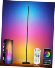 Corner Floor Lamp, Smart RGB LED Corner Lamp with App & Remote, Modern Black