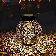 Solar Lantern Outdoor, LED Solar Light, Waterproof Decorative, Bronze, Hanging Mount, Pathway Walkway