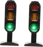 ORFOFE 2pcs Traffic Light Toy Traffic Signal Light Car Mats Traffic Light Simulation Model Toy Traffic Light Model Toy Mini Stop Sign Model Plaything Traffic Light Lamp Black Plastic