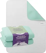 Incontinence Bed Pads 2 Pack 34" x 52" - Reusable Waterproof Underpad Chair and Mattress Protectors - Highly Absorbent, Machine Washable - for Children, Pets and Seniors- Green - Royal Care
