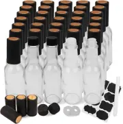 HOT SAUCE BOTTLES Glass Empty Jar with Black Caps Shrink Bands 5 Oz - Case of 35