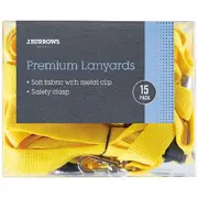 J.Burrows Premium Lanyards with Metal Clip Yellow 15 Pack
