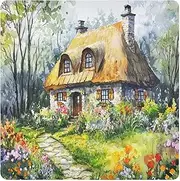 Joisal Charming Cottage Garden Magic Cosmetics Pouch Magic Self-Adhesive Cloth Small Camera Pouch Anti-scratch 21.7 X 21.7 Inch