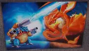 Pokemon Blastoise vs Charizard Glossy Print 11 x 17 In Hard Plastic Sleeve