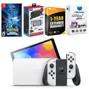 Nintendo Switch White OLED + Pokemon Brilliant Diamond + Accessory Gaming Kit