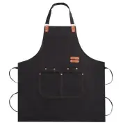 Cooking Apron For Women Chef Men With Adjustable Neck Strap Aprons Pockets