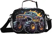 Monster Truck Dots Insulated Lunch Box for Women Men - Ideal for Work, Picnics - Includes Adjustable Shoulder Strap