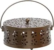 FRAKMU Mosquito Coil Holder,Retro Portable Iron Mosquito Repellent Clip Handle Round Fireproof Incense Burner,for Home Indoor and Outdoor Camping (Bronze Plum Blossom)