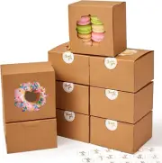 4-Inch Small Cookie Boxes 25Pcs Brown - Bakery Treat Boxes with Window for Gifti