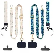 Stylish Phone Lanyard Wrist Strap, 4× Phone Patches, 2× Butterfly Flower Sets