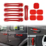Red Outer Handle Shell Door Bowl Decor Cover Trim Fit 2018 2019 Jeep Wrangler JL (for: Jeep)