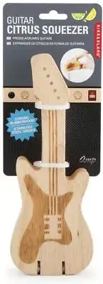 Kikkerland Wood GUITAR CITRUS SQUEEZER Rubberwood Stainless Steel Lemon Lime NEW