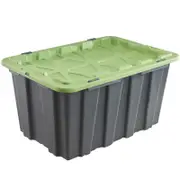 All Set 100L Grey And Green Heavy Duty Storage Container With Flat Lid