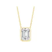 Bevilles Emerald Cut Solitaire Necklace with 1/2ct of Laboratory Grown Diamonds in 9kt Yellow Gold