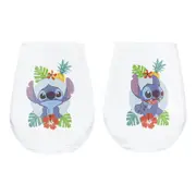 2pc Paladone 11.5cm Lilo & Stitch Glass Cup Kids/Children Drinking Water Mug