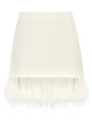 Frame Feather-trimmed Crochet Mini Skirt - Off White - M M