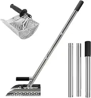 Long Handle Sand Scoop，Sand Scoop for Metal Detecting, Metal Detector Scoop, Stainless Steel Beach Sand Scoop Handheld with Long Steel Handle Pole Design, Ideal for Underwater Treasure Hunting