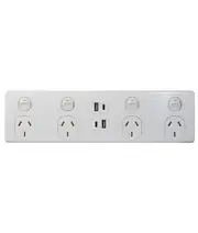 Trader Puma PU4X4AC - Power Point 4 Gang 10A 250V - Double Pole Plus 4 Gang USB Charger Type A & C (3.1A) - White