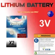 2 x CR1225 Eunicell Battery Lithium Cell Button Batteries Blister Pack
