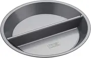 Chicago Metallic CMET26719 Professional 'Split Decision' Non Stick Split Pie Pan/Tart Tin with Divider and Loose Bottom, in Gift Box, Carbon Steel, 24 cm