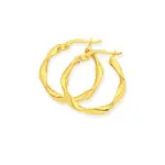 9ct Gold 3x15mm Ribbon Twist Hoop Earrings