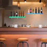 2PCS LED RGB Liquor Bottle Display Shelf Acrylic Lighted Bar Shelf for Home Bar