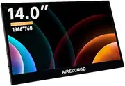AIREIXINGD Laptop Screen Extender, 14” HD Portable Monitor for Laptop with Speakers & Flexible Kickstand, Plug-Play Monitor Extender for PC MAC Phone Xbox PS5