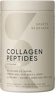 [Sports Research] Collagen Peptides for Women & Men, Unflavored, 16 oz., Hydrolyzed Type 1 & 3 Collagen Powder Protein Supplement for Healthy Skin, Nails, Bones & Joints